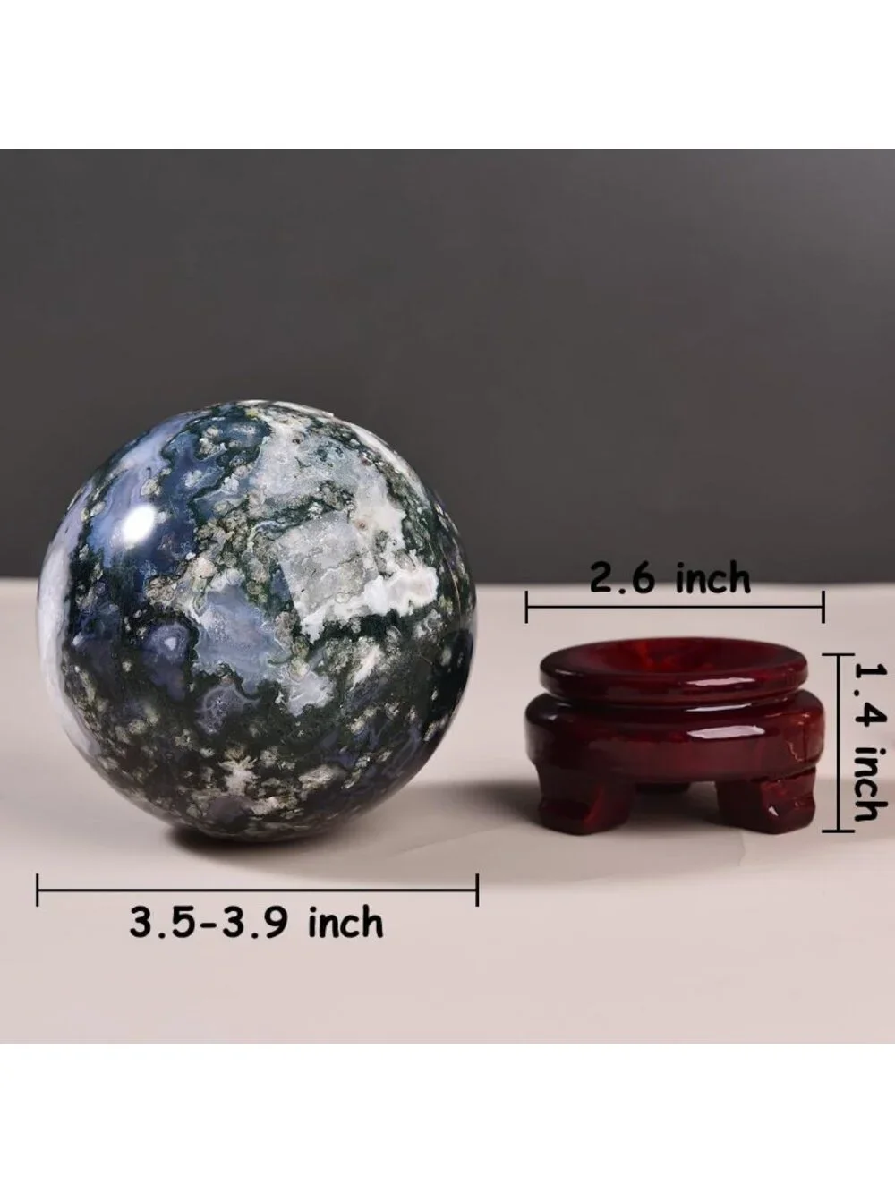 Large Moss Agate Crystal Sphere for Healing & Meditation - Home Decor Ball